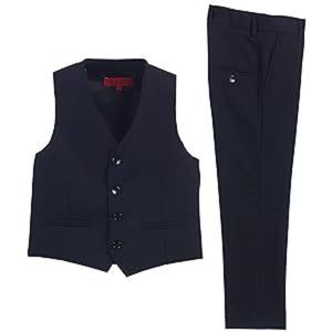 Kids Boys 2 Piece Vest and Pants Formal Set- Navy